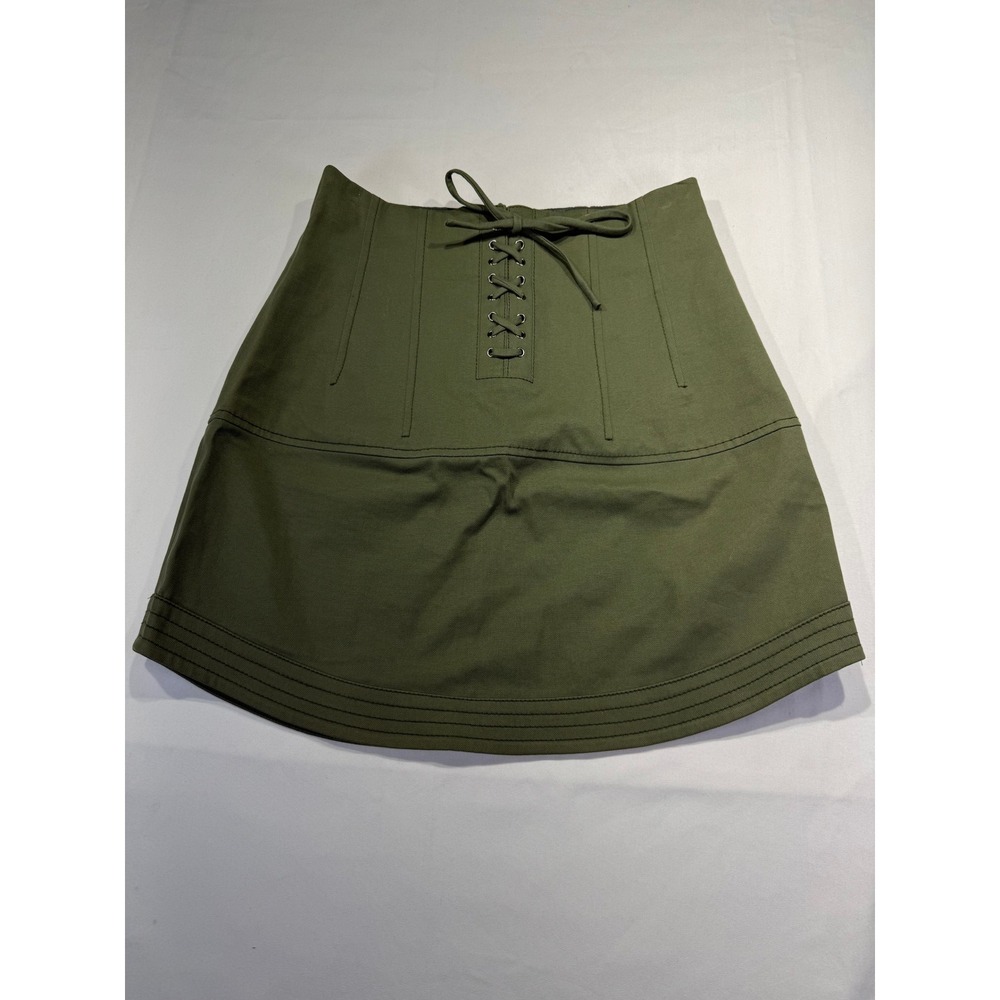 Marissa Webb Olive Green Lace Up Corset High Waist Canvas Mini Skirt Size 6